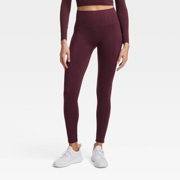 NEW Women's Lurex Seamless High-Rise Leggings - All In Motion™ Plum Purple XS - Picture 1 of 8